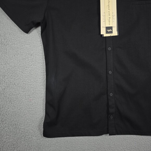 Scott James Shirt Mens Size XL Black Slim Fit Knit Cotton Short Sleeve Goth NWT - Picture 4 of 10